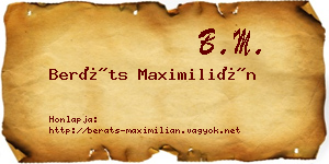 Beráts Maximilián névjegykártya